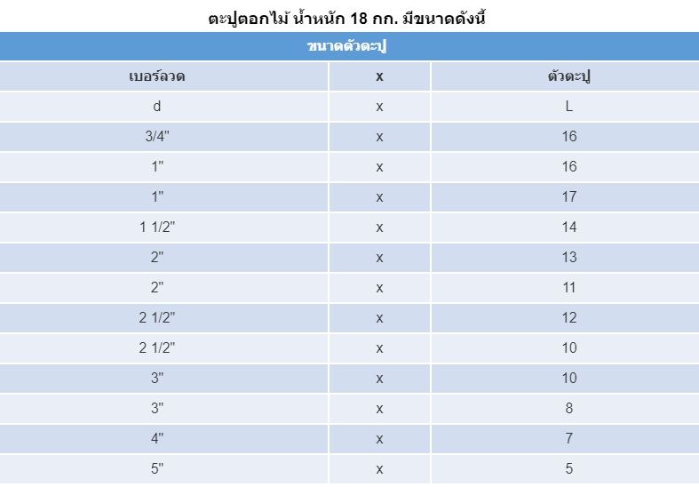 ขนาดตะปูตอกไม้ ขนาดตะปูตอกไม้